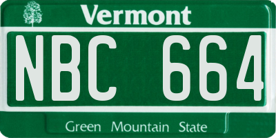 VT license plate NBC664