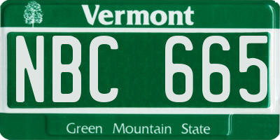 VT license plate NBC665