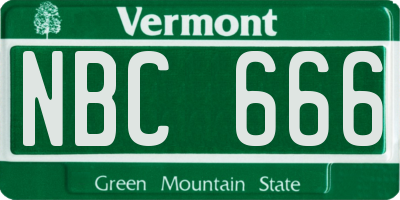 VT license plate NBC666