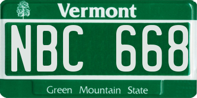 VT license plate NBC668
