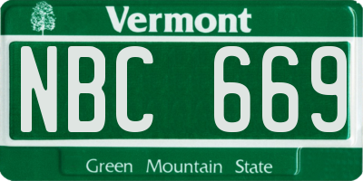 VT license plate NBC669