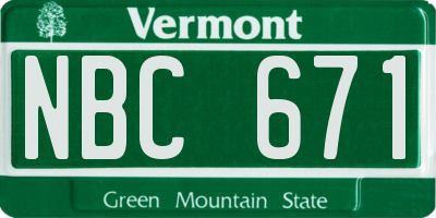VT license plate NBC671