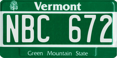 VT license plate NBC672