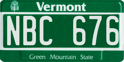 VT license plate NBC676