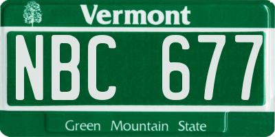 VT license plate NBC677