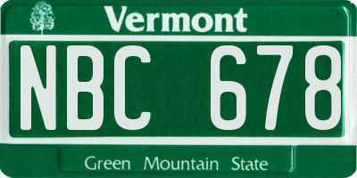 VT license plate NBC678