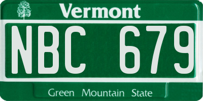 VT license plate NBC679