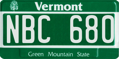 VT license plate NBC680