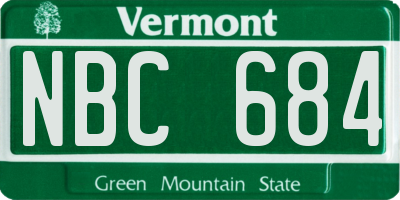 VT license plate NBC684