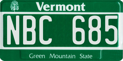 VT license plate NBC685