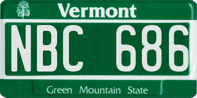 VT license plate NBC686