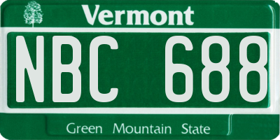 VT license plate NBC688