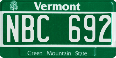 VT license plate NBC692