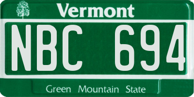 VT license plate NBC694