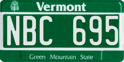 VT license plate NBC695