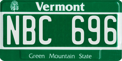 VT license plate NBC696
