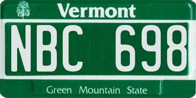 VT license plate NBC698