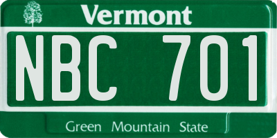 VT license plate NBC701