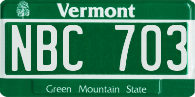 VT license plate NBC703