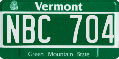 VT license plate NBC704
