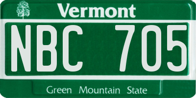 VT license plate NBC705