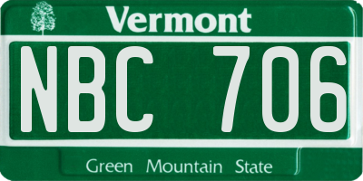 VT license plate NBC706