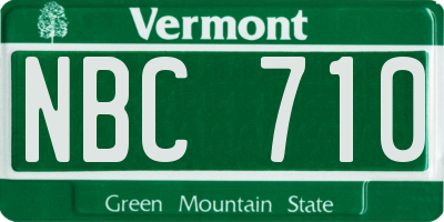 VT license plate NBC710