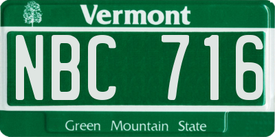VT license plate NBC716