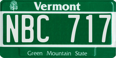 VT license plate NBC717