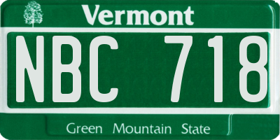 VT license plate NBC718