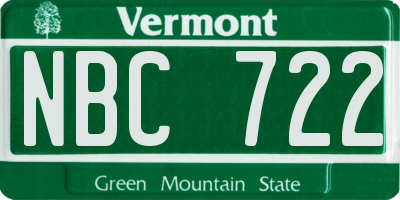 VT license plate NBC722