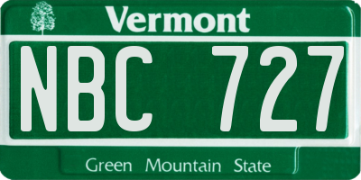VT license plate NBC727