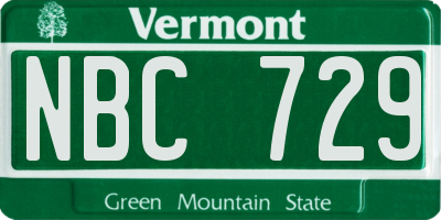 VT license plate NBC729
