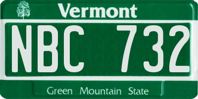 VT license plate NBC732
