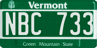 VT license plate NBC733