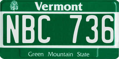 VT license plate NBC736