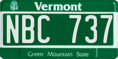 VT license plate NBC737