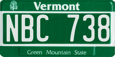 VT license plate NBC738