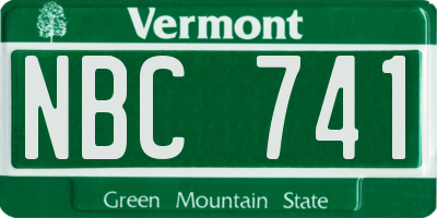 VT license plate NBC741