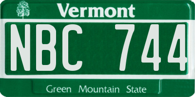 VT license plate NBC744