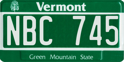 VT license plate NBC745