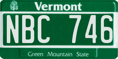 VT license plate NBC746