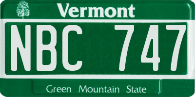 VT license plate NBC747
