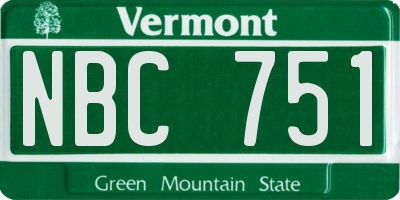 VT license plate NBC751