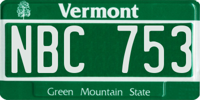 VT license plate NBC753