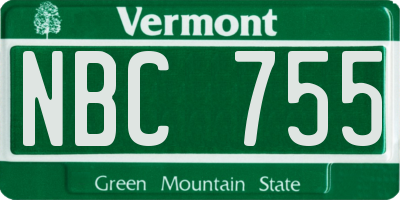 VT license plate NBC755