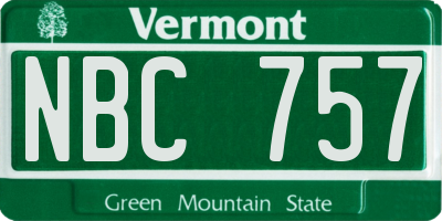 VT license plate NBC757