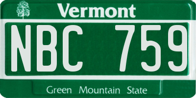 VT license plate NBC759