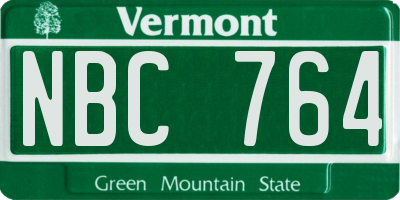 VT license plate NBC764