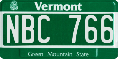 VT license plate NBC766